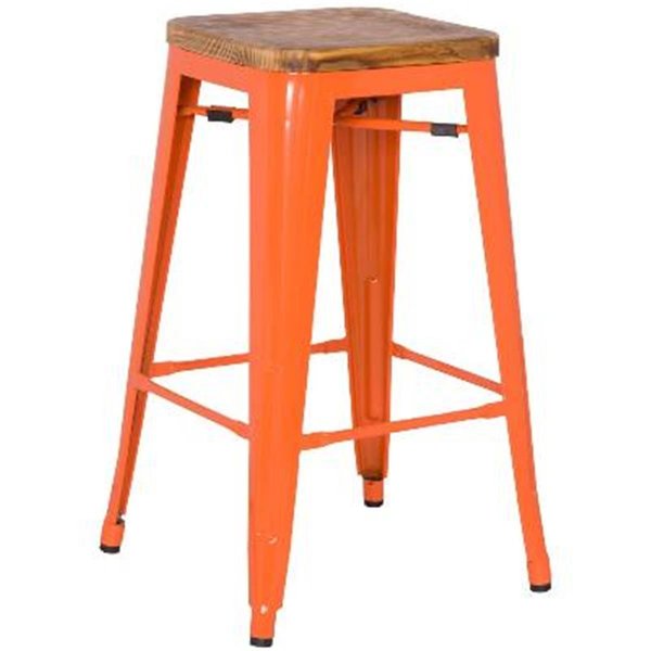 New Pacific Direct New Pacific Direct 938627-O Metropolis Backless Counter Stool Wood Seat; Orange - Set of 4 938627-O